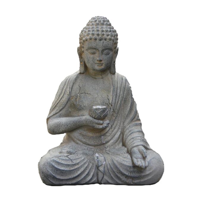 Resin Solar Buddha Statue Sculpture Garden Decor Light Zen Asian Japanese Garden Decoration Outdoor Front Porch Patio Yard Home - Image 5