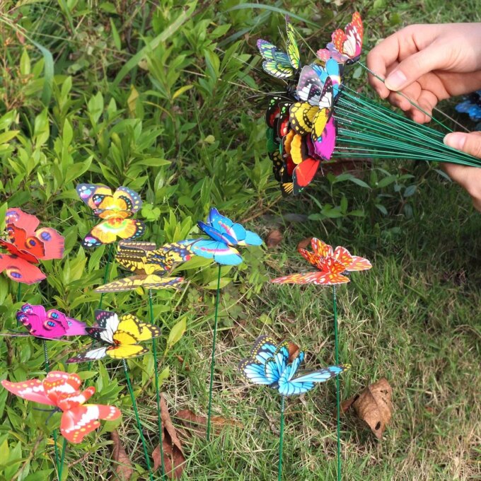 5-50Pcs Waterproof Butterfly Garden Yard Planter Butterfly Flower Arrangement Colorful Butterfly Outdoor Decor Flower Pots Decor - Image 6