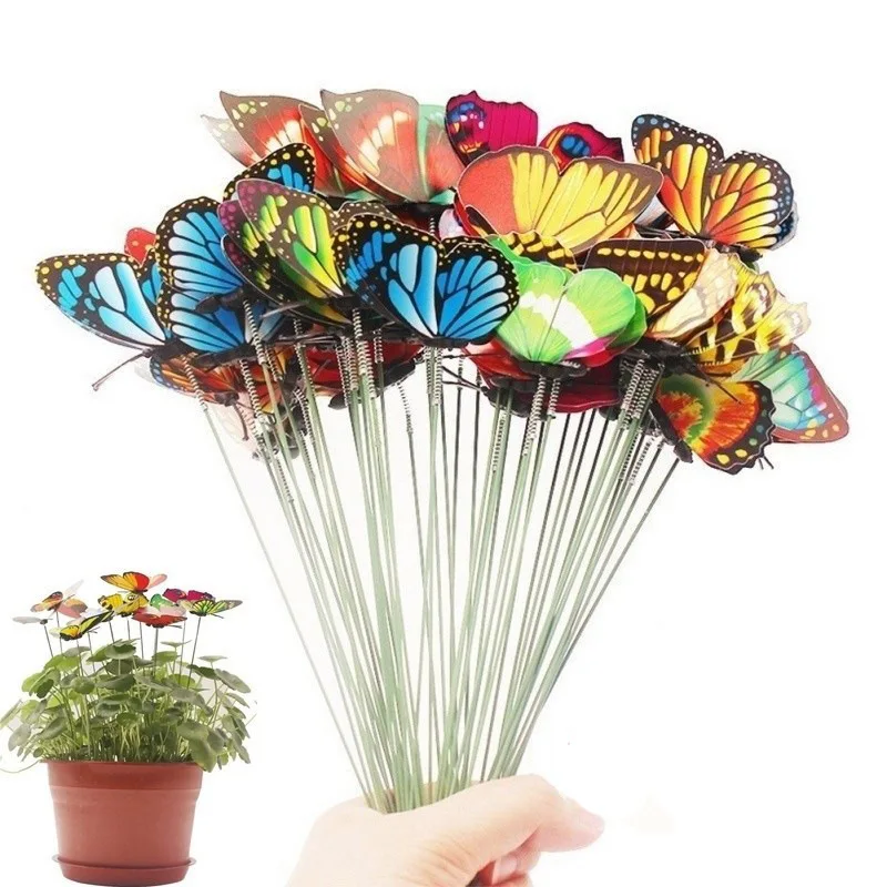 5-50Pcs Waterproof Butterfly Garden Yard Planter Butterfly Flower Arrangement Colorful Butterfly Outdoor Decor Flower Pots Decor