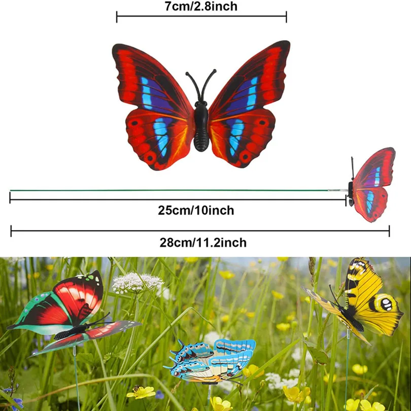 5-50Pcs Waterproof Butterfly Garden Yard Planter Butterfly Flower Arrangement Colorful Butterfly Outdoor Decor Flower Pots Decor