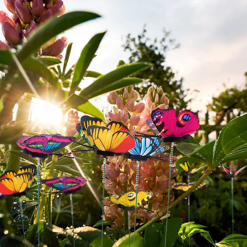 5-50Pcs Waterproof Butterfly Garden Yard Planter Butterfly Flower Arrangement Colorful Butterfly Outdoor Decor Flower Pots Decor
