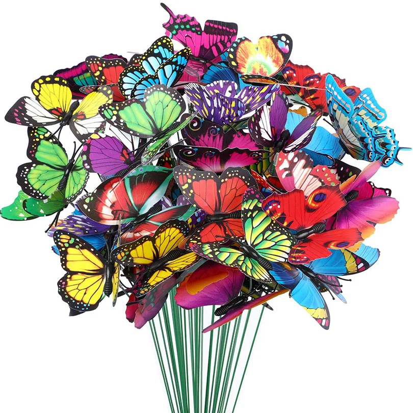 5-50Pcs Waterproof Butterfly Garden Yard Planter Butterfly Flower Arrangement Colorful Butterfly Outdoor Decor Flower Pots Decor