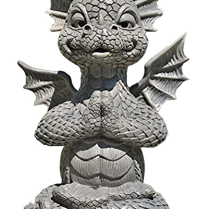 Garden Dragon Statue Happy Dinosaur Cheering You Resin Figurine with Lamp Decorative Accent Sculpture Sleeping Dragon Figurines - Image 5