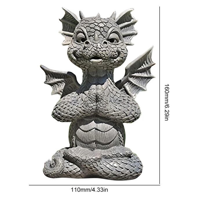 Garden Dragon Statue Happy Dinosaur Cheering You Resin Figurine with Lamp Decorative Accent Sculpture Sleeping Dragon Figurines - Image 6