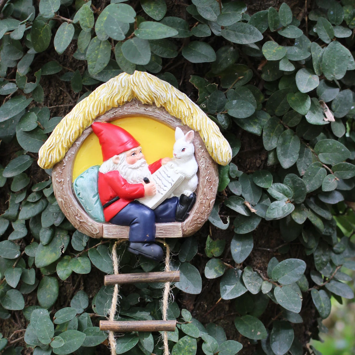 Resin Rabbit Dwarf Pendant, Courtyard Garden Tree Decoration, Home Wall Decoration, Birthday Gift, Preferred Gift