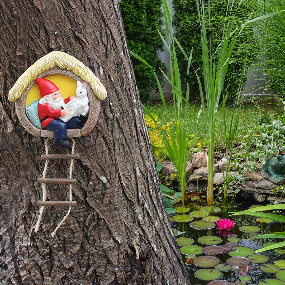 Resin Rabbit Dwarf Pendant, Courtyard Garden Tree Decoration, Home Wall Decoration, Birthday Gift, Preferred Gift
