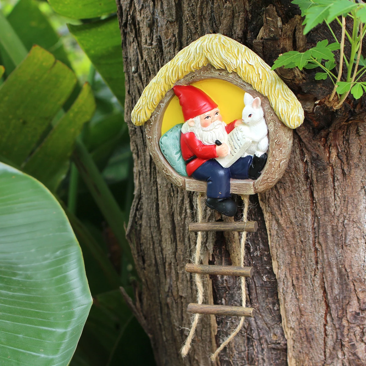 Resin Rabbit Dwarf Pendant, Courtyard Garden Tree Decoration, Home Wall Decoration, Birthday Gift, Preferred Gift
