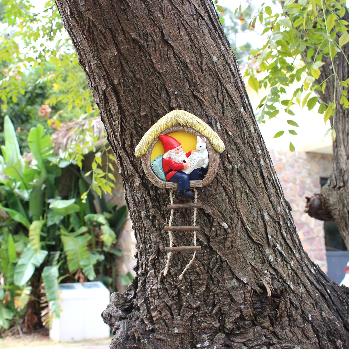 Resin Rabbit Dwarf Pendant, Courtyard Garden Tree Decoration, Home Wall Decoration, Birthday Gift, Preferred Gift