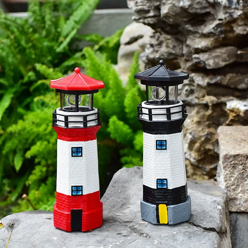 Outdoor Solar Rotating Beacon Patio Landscape Decorative Light Warning Light Lawn Garden Ornament IP44 Splashproof