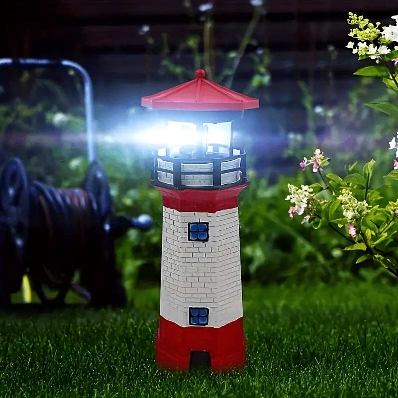 Outdoor Solar Rotating Beacon Patio Landscape Decorative Light Warning Light Lawn Garden Ornament IP44 Splashproof