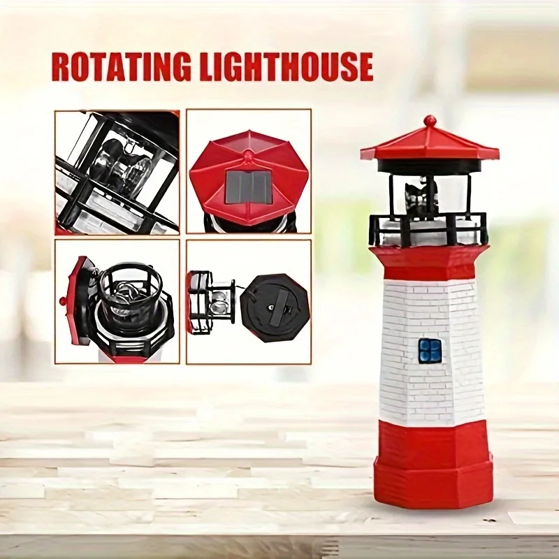 Outdoor Solar Rotating Beacon Patio Landscape Decorative Light Warning Light Lawn Garden Ornament IP44 Splashproof
