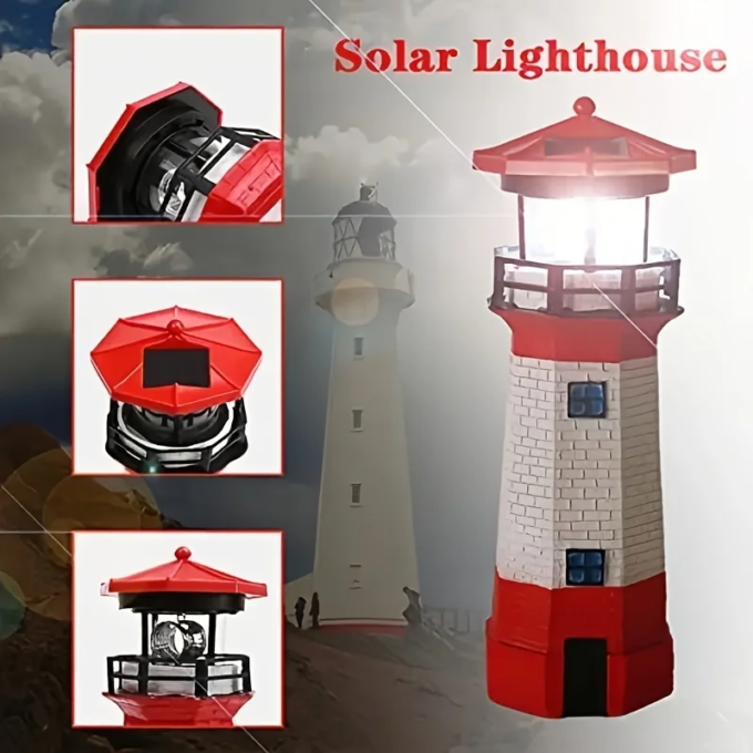 Outdoor Solar Rotating Beacon Patio Landscape Decorative Light Warning Light Lawn Garden Ornament IP44 Splashproof - Image 4