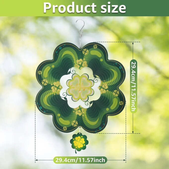 3D Wind Spinners 12 Inch Outdoor Metal Four Leave Clover Wind Spinner Yard Decor Stainless Steel Hanging Decor for Garden Yard - Image 6