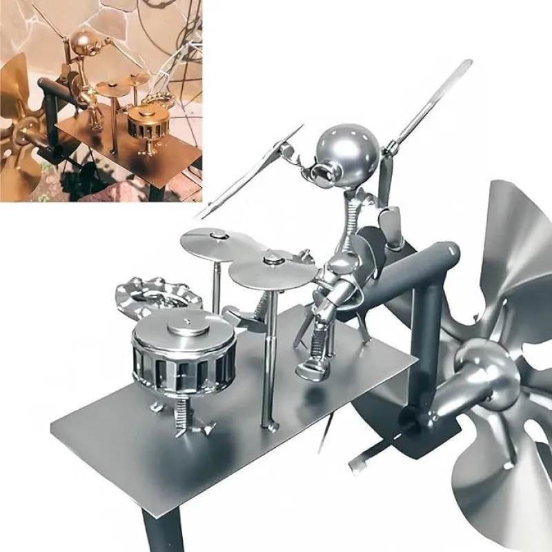 2025 NEW Metal Wind Spinner Metal Drummer Windmill Statue Rock Percussionist Music Art Statue for Yard Art Lawn Garden Decor