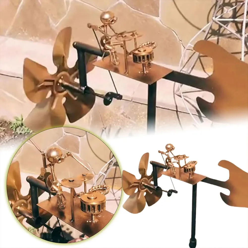 2025 NEW Metal Wind Spinner Metal Drummer Windmill Statue Rock Percussionist Music Art Statue for Yard Art Lawn Garden Decor
