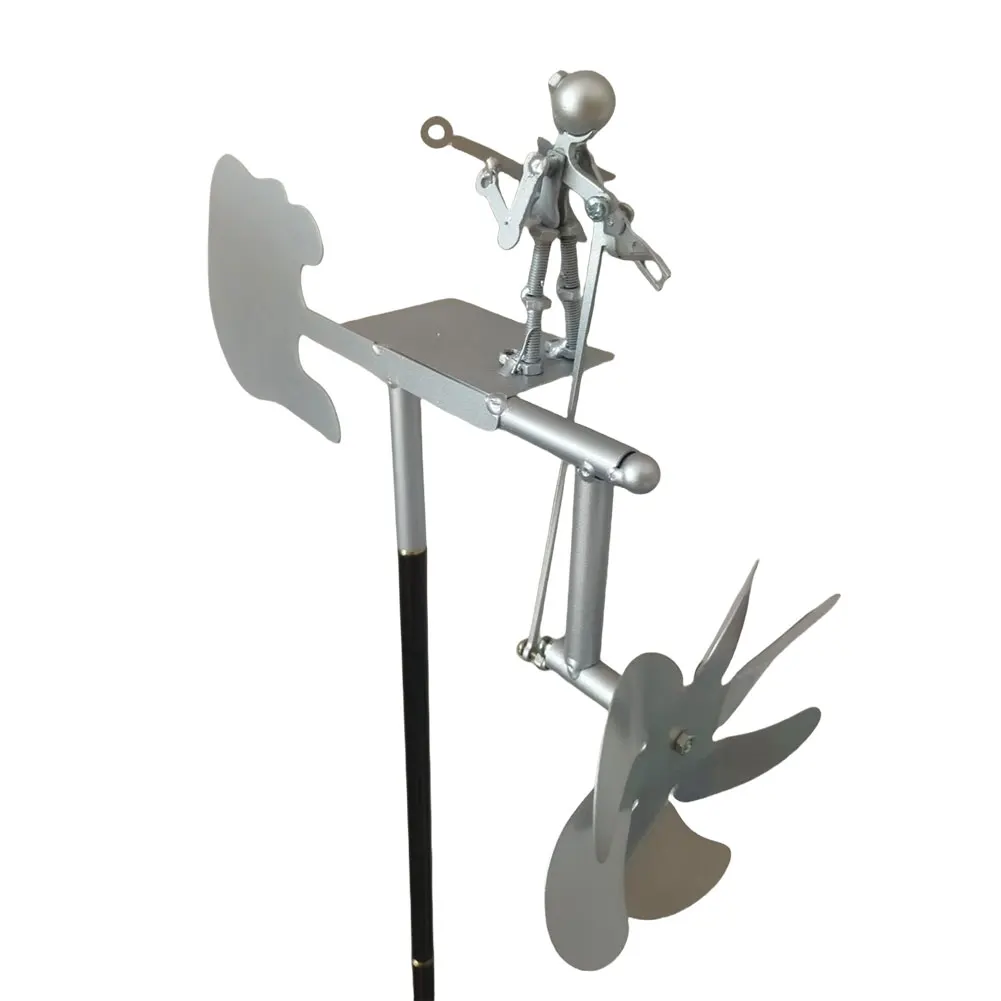 Outdoor Wind Sculpture Handmade Guitar Windmill Metal Guitar Windmill Statue for Yard Lawn Garden Patio Decor