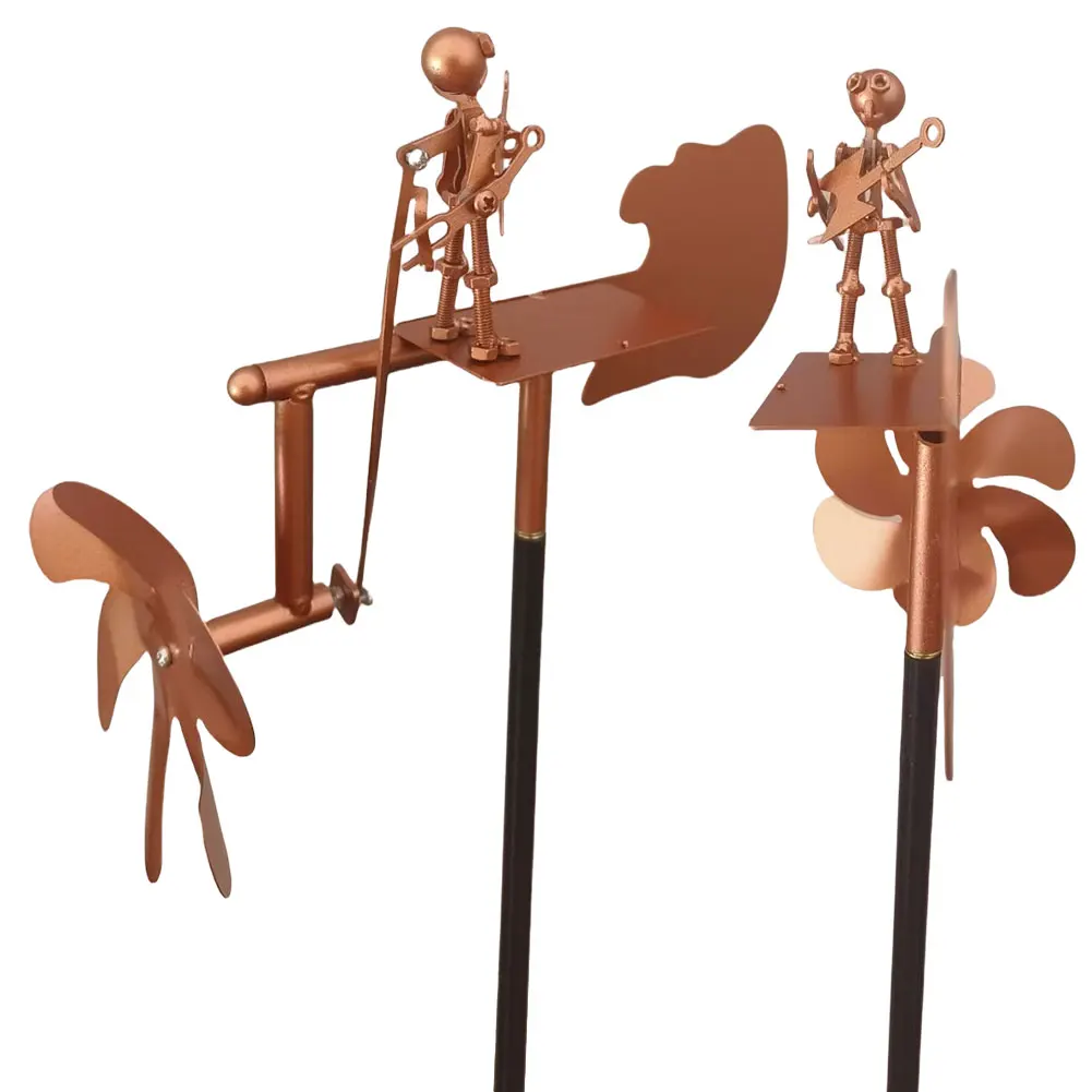 Outdoor Wind Sculpture Handmade Guitar Windmill Metal Guitar Windmill Statue for Yard Lawn Garden Patio Decor