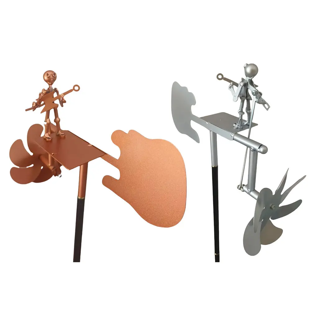Outdoor Wind Sculpture Handmade Guitar Windmill Metal Guitar Windmill Statue for Yard Lawn Garden Patio Decor