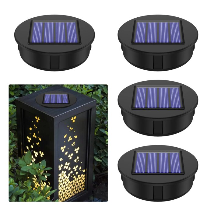 4Pcs Solar Light Replacement Top 1.2V IP65 Waterproof LED Solar Panel Lantern Lid Light Solar Lantern Top Outdoor Decor Garden