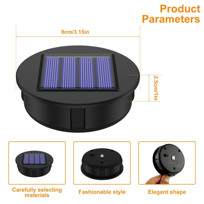 4Pcs Solar Light Replacement Top 1.2V IP65 Waterproof LED Solar Panel Lantern Lid Light Solar Lantern Top Outdoor Decor Garden - Image 6