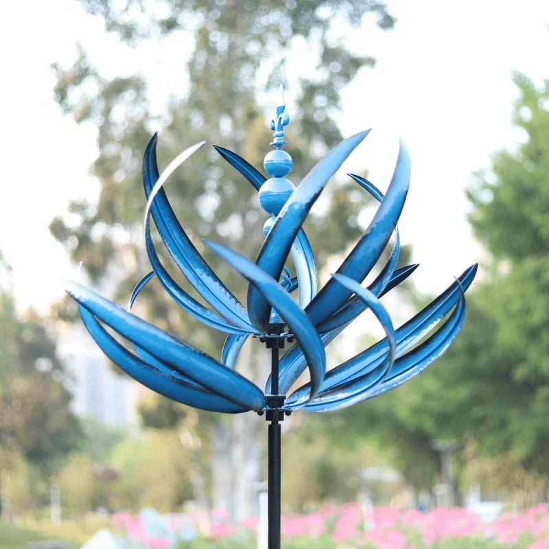 Harlow Wind Spinner Metal Windmill 3D Wind Powered Kinetic Sculpture Lawn Metal Wind Solar Spinners Yard and Garden Decor