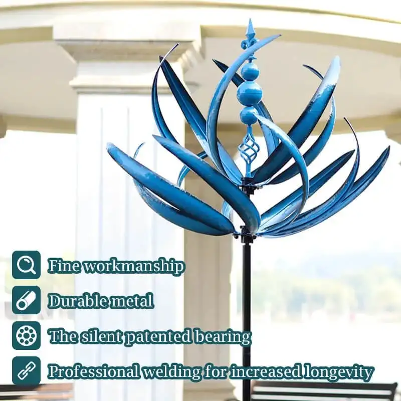 Harlow Wind Spinner Metal Windmill 3D Wind Powered Kinetic Sculpture Lawn Metal Wind Solar Spinners Yard and Garden Decor