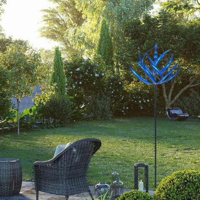Harlow Wind Spinner Metal Windmill 3D Wind Powered Kinetic Sculpture Lawn Metal Wind Solar Spinners Yard and Garden Decor - Image 3