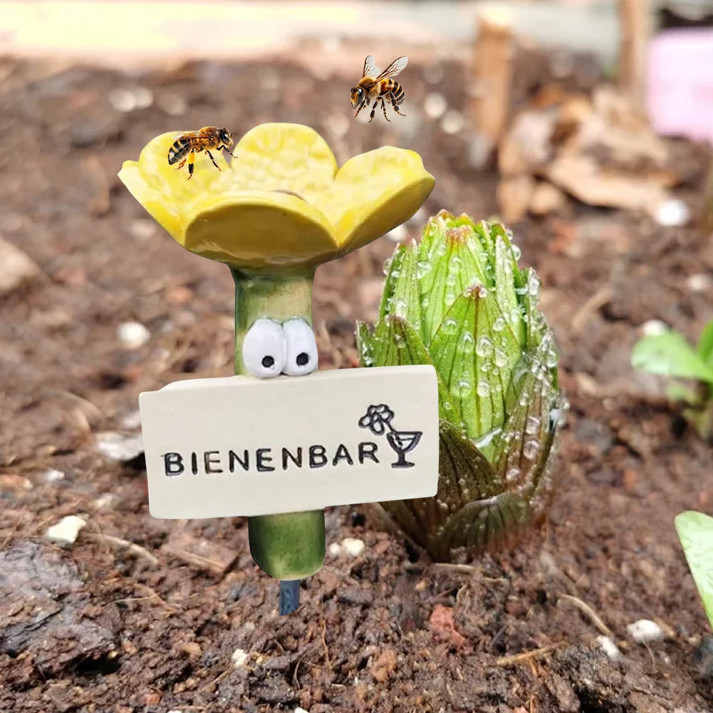 Insect Drinker Resin Simulated Flower Shaped Insect Drinking Tool Bee Drinkers Bee Drinking Cups Outdoor Garden Yard Decor