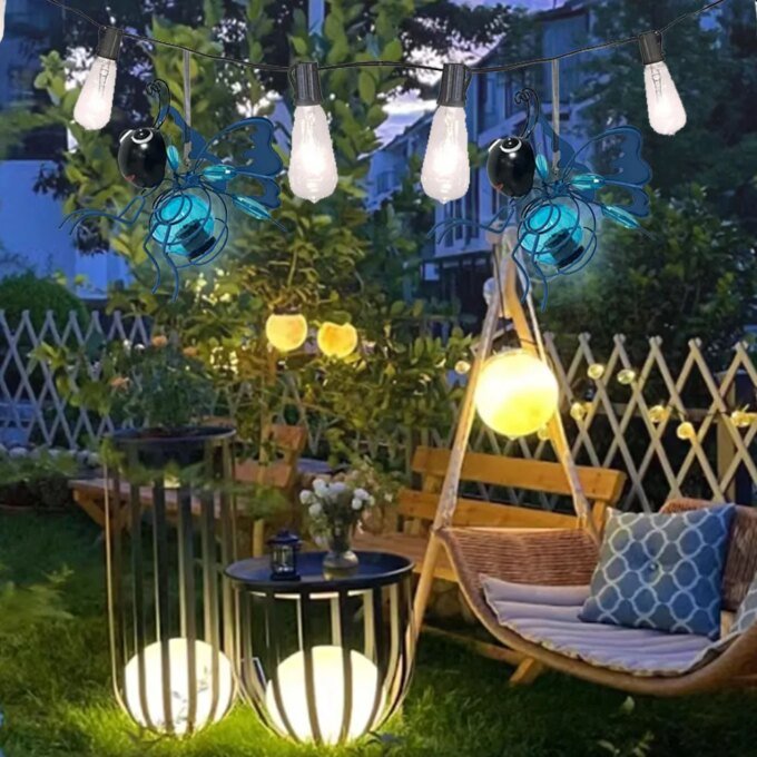 Solar-Powered Hanging Bee Garden Light Decorative Outdoor Figurine Light Metal Garden Statue Light for Patio Balcony Yard