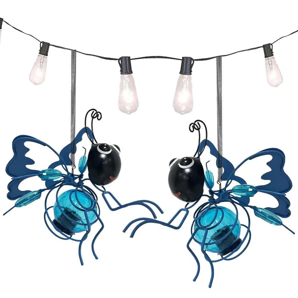 Solar-Powered Hanging Bee Garden Light Decorative Outdoor Figurine Light Metal Garden Statue Light for Patio Balcony Yard