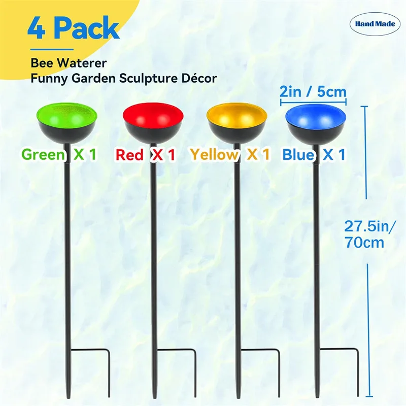Bee Watering Station Metal Bee Water Feeder Multi-Function Butterfly Bath Bowl Standing Bee Feeder for Outdoor Decor