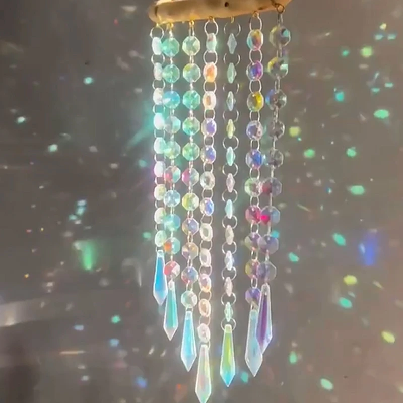Hanging Crystal Suncatchers Colorful Stained Glass Wind Pendants Rainbow Prism Light Catcher Garden Decoration Outdoor Car Charm