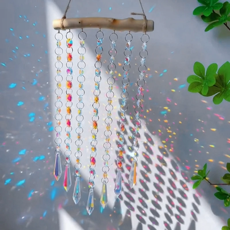 Hanging Crystal Suncatchers Colorful Stained Glass Wind Pendants Rainbow Prism Light Catcher Garden Decoration Outdoor Car Charm