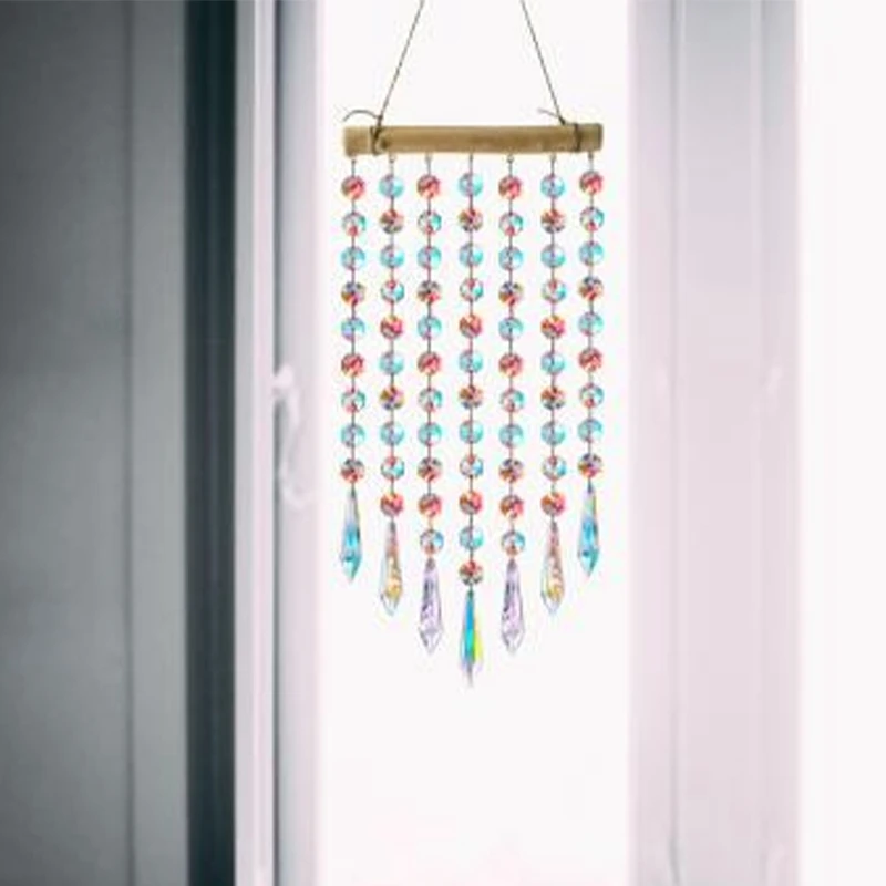 Hanging Crystal Suncatchers Colorful Stained Glass Wind Pendants Rainbow Prism Light Catcher Garden Decoration Outdoor Car Charm