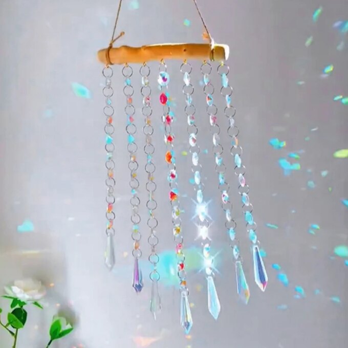 Hanging Crystal Suncatchers Colorful Stained Glass Wind Pendants Rainbow Prism Light Catcher Garden Decoration Outdoor Car Charm - Image 4