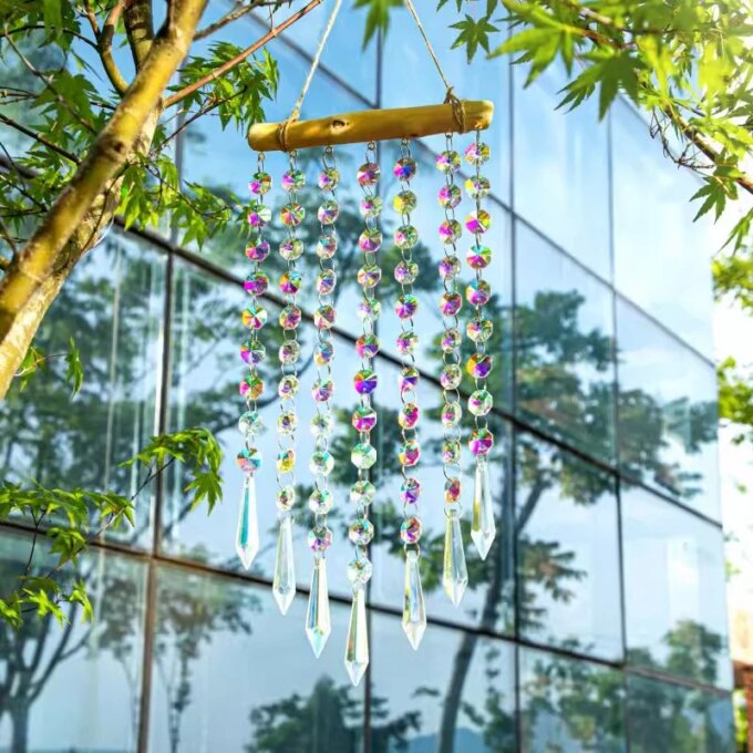 Hanging Crystal Suncatchers Colorful Stained Glass Wind Pendants Rainbow Prism Light Catcher Garden Decoration Outdoor Car Charm - Image 3