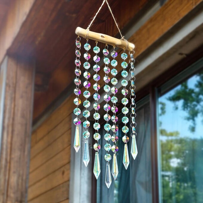 Hanging Crystal Suncatchers Colorful Stained Glass Wind Pendants Rainbow Prism Light Catcher Garden Decoration Outdoor Car Charm
