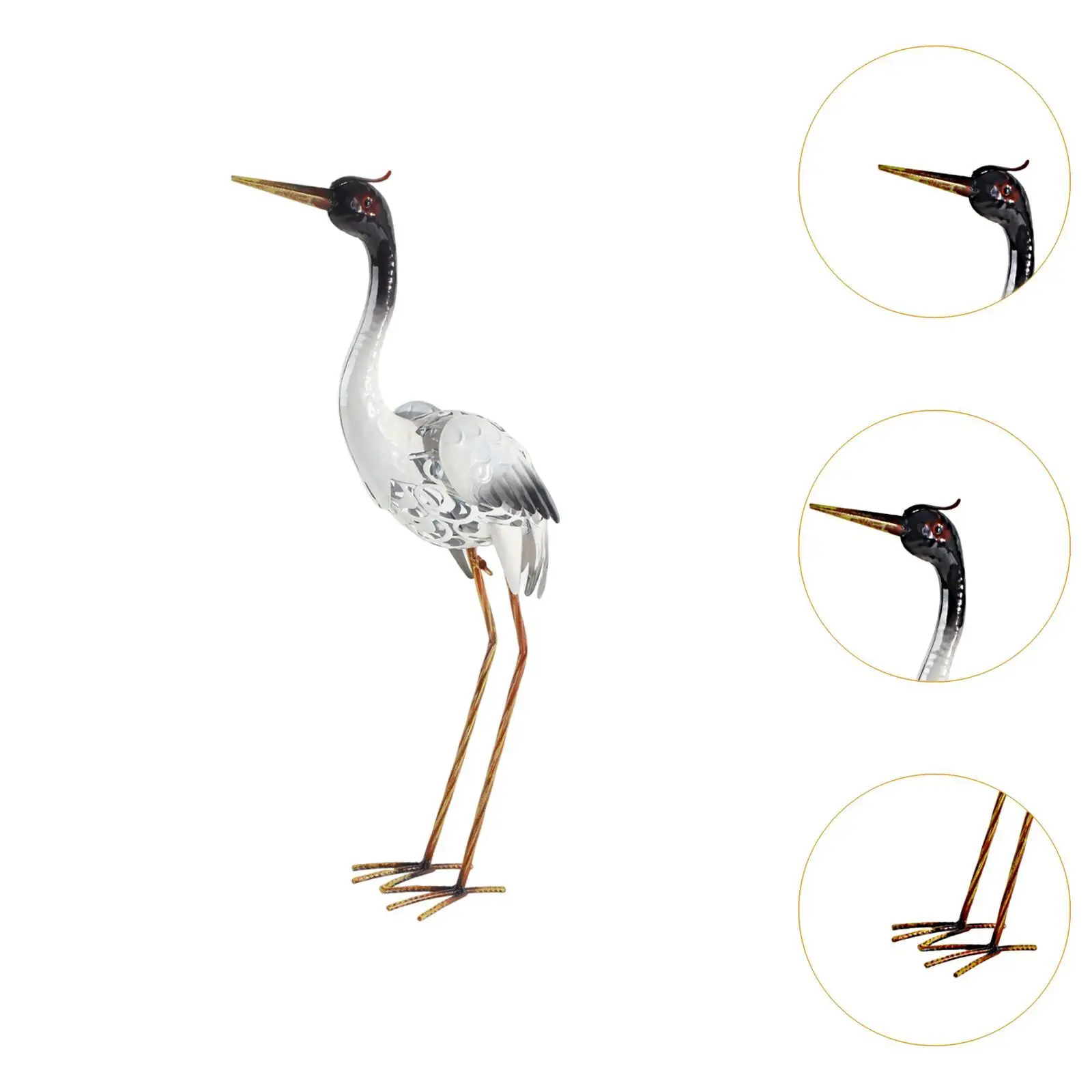 Crane Statue Metal Realistic Weatherproof Garden Decoration Heron Sculpture for Outdoor Balcony Farmhouse Courtyard Landscape