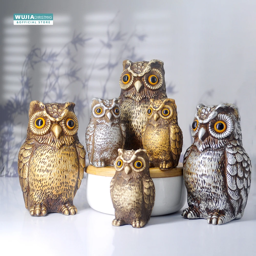 Realistic Owl Figurines Garden Decor Lovely Beautifully Detailed Fake Bird For Indoor/Outdoor Lawn Yard Porch Desktop Ornaments