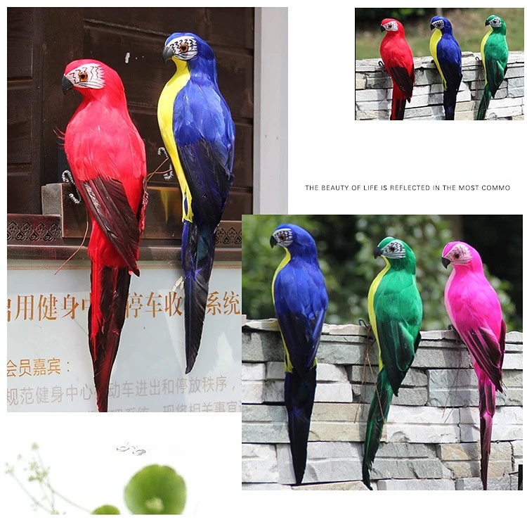 Large Simulation Parrot Ornament Handmade Parrot Bird Foam Feather Lawn Figurine Animal Bird Garden Bird Prop Decoration