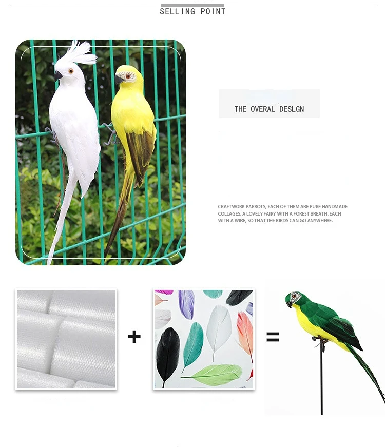 Large Simulation Parrot Ornament Handmade Parrot Bird Foam Feather Lawn Figurine Animal Bird Garden Bird Prop Decoration