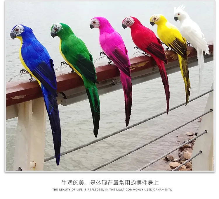 Large Simulation Parrot Ornament Handmade Parrot Bird Foam Feather Lawn Figurine Animal Bird Garden Bird Prop Decoration