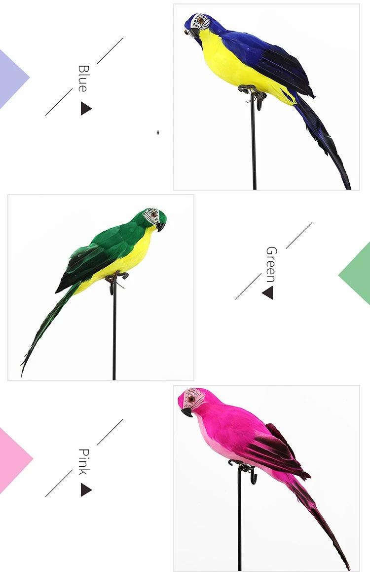 Large Simulation Parrot Ornament Handmade Parrot Bird Foam Feather Lawn Figurine Animal Bird Garden Bird Prop Decoration