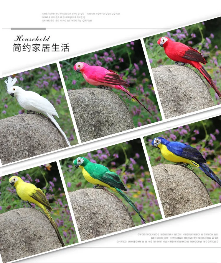 Large Simulation Parrot Ornament Handmade Parrot Bird Foam Feather Lawn Figurine Animal Bird Garden Bird Prop Decoration