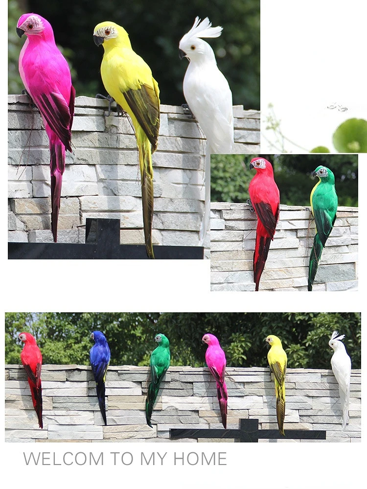 Large Simulation Parrot Ornament Handmade Parrot Bird Foam Feather Lawn Figurine Animal Bird Garden Bird Prop Decoration