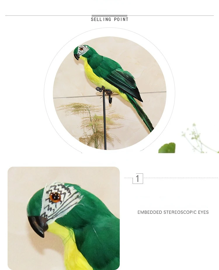 Large Simulation Parrot Ornament Handmade Parrot Bird Foam Feather Lawn Figurine Animal Bird Garden Bird Prop Decoration
