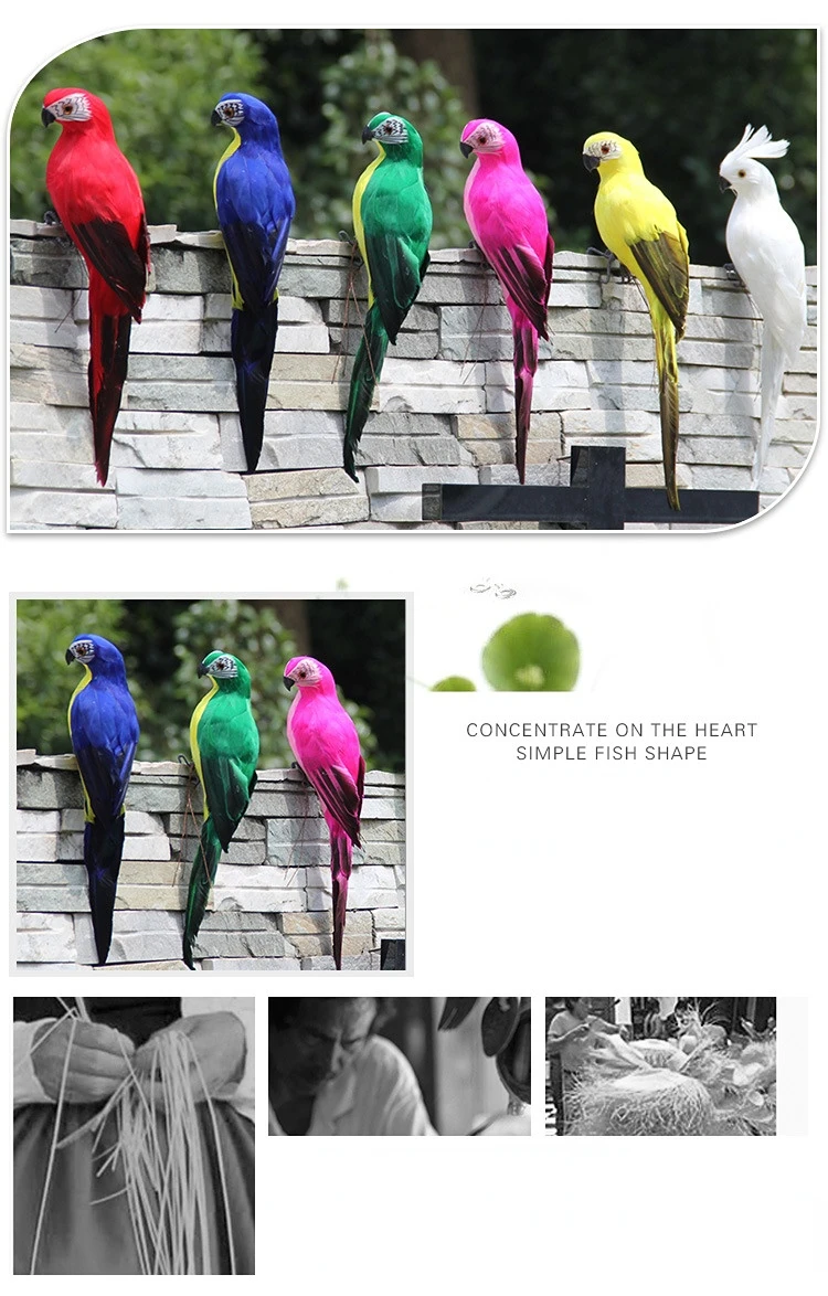Large Simulation Parrot Ornament Handmade Parrot Bird Foam Feather Lawn Figurine Animal Bird Garden Bird Prop Decoration