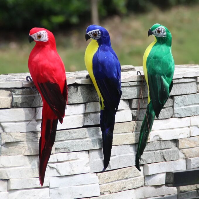 Large Simulation Parrot Ornament Handmade Parrot Bird Foam Feather Lawn Figurine Animal Bird Garden Bird Prop Decoration - Image 3