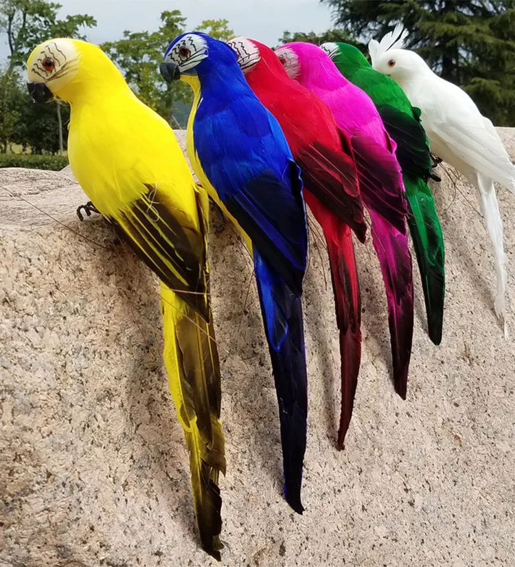 Large Simulation Parrot Ornament Handmade Parrot Bird Foam Feather Lawn Figurine Animal Bird Garden Bird Prop Decoration