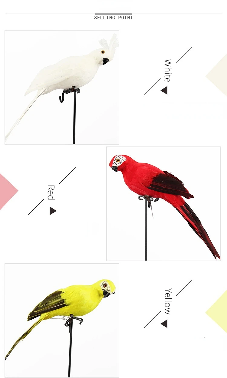 Large Simulation Parrot Ornament Handmade Parrot Bird Foam Feather Lawn Figurine Animal Bird Garden Bird Prop Decoration